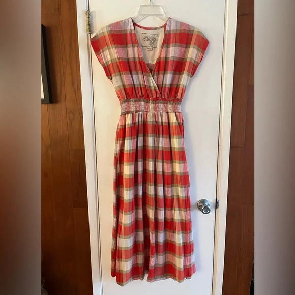 Ace & Jig Faye Picnic Red Plaid Surplus Midi Dress - Picture 2 of 10